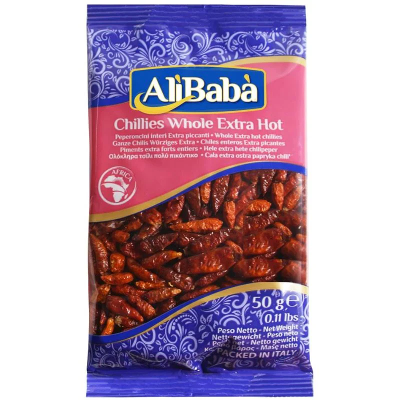 CHILLIES WHOLE EXTRA HOT ALI BABA 50G